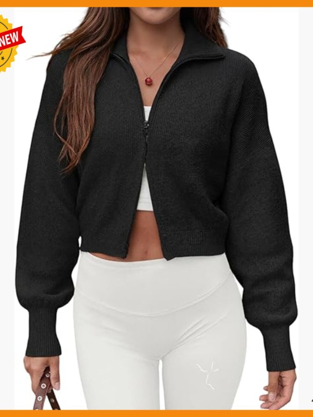 Cropped Knit Cardigan with Double Zipper Hoodie Y2K Style